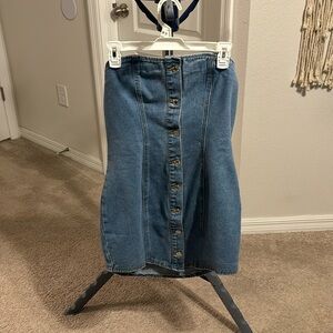 Strapless jean dress brand PrettyLittleThing size 10